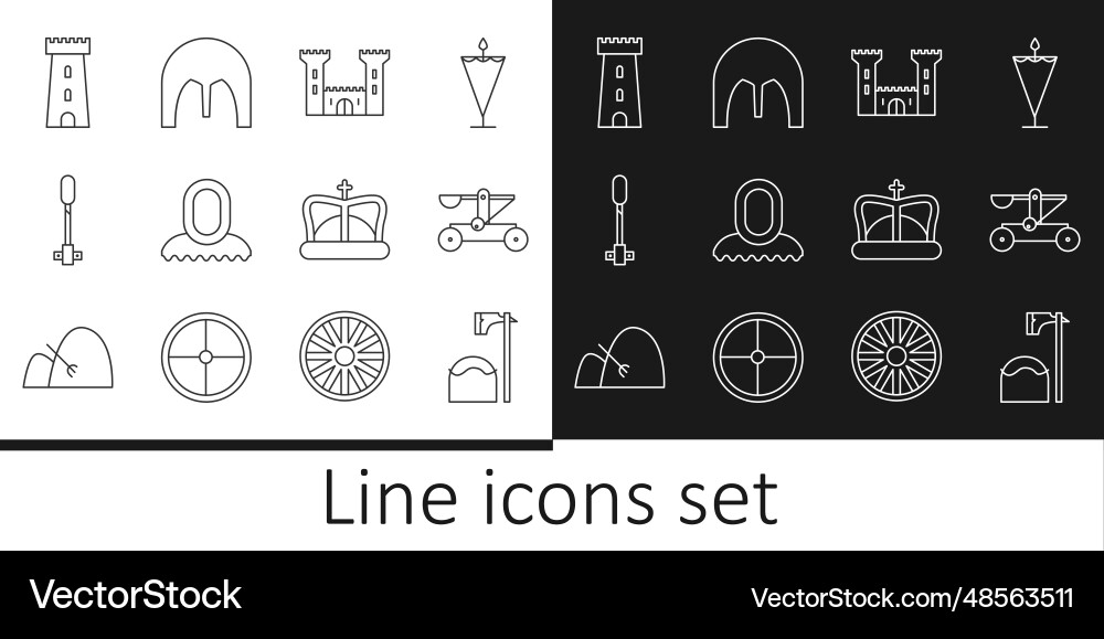 Set line executioner axe in tree block catapult Set line executioner axe in tree block catapult Vector Image