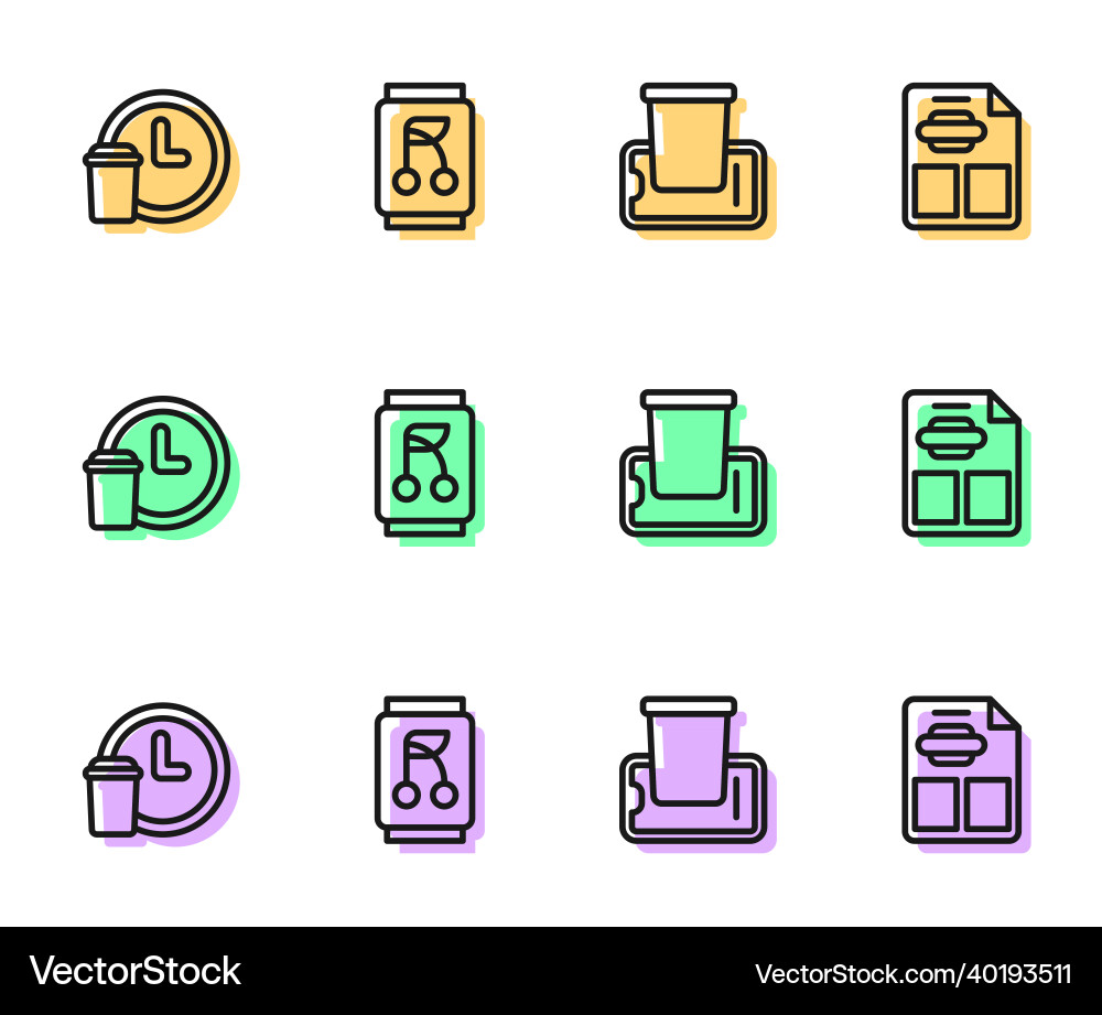 Set line food ordering on mobile round the clock Vector Image