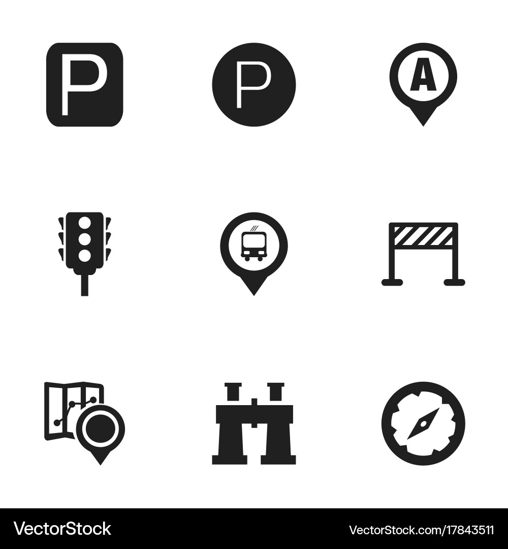 Set of 9 editable map icons includes symbols vector image