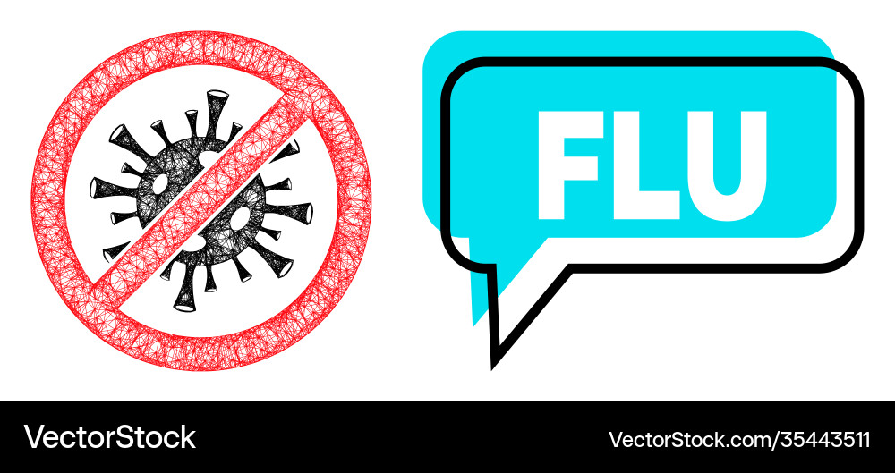 Shifted flu conversation cloud and net mesh stop Shifted flu conversation cloud and net mesh stop vector image