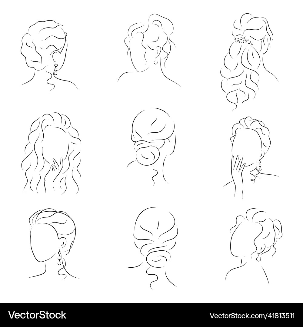 Silhouette of womans face and hairstyle set Silhouette of womans face and hairstyle set vector image