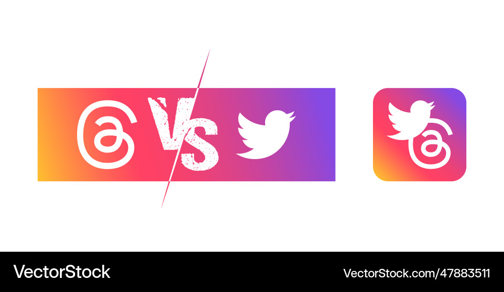Threads vs twitter in colorful background Threads vs twitter in colorful background vector image