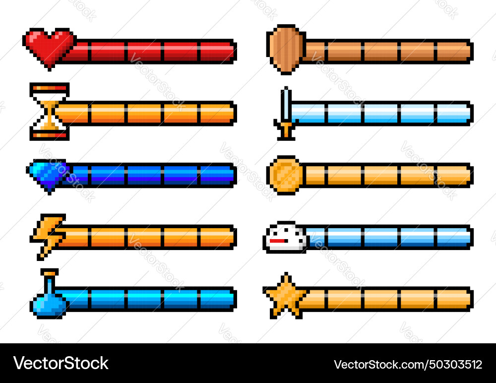 8-bit Arcade Game Bars & Levels vector image