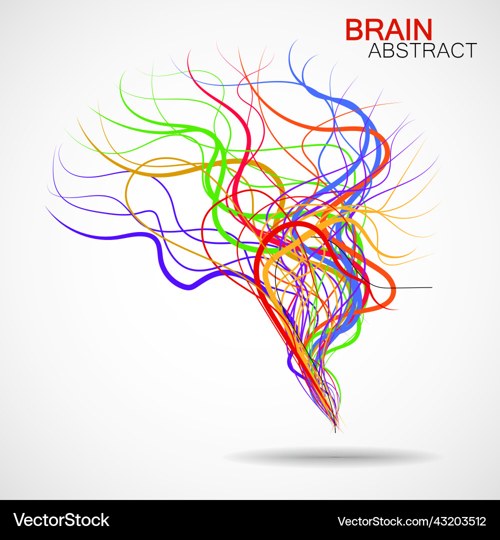 Abstract colorful brain with chaotic lines vector image