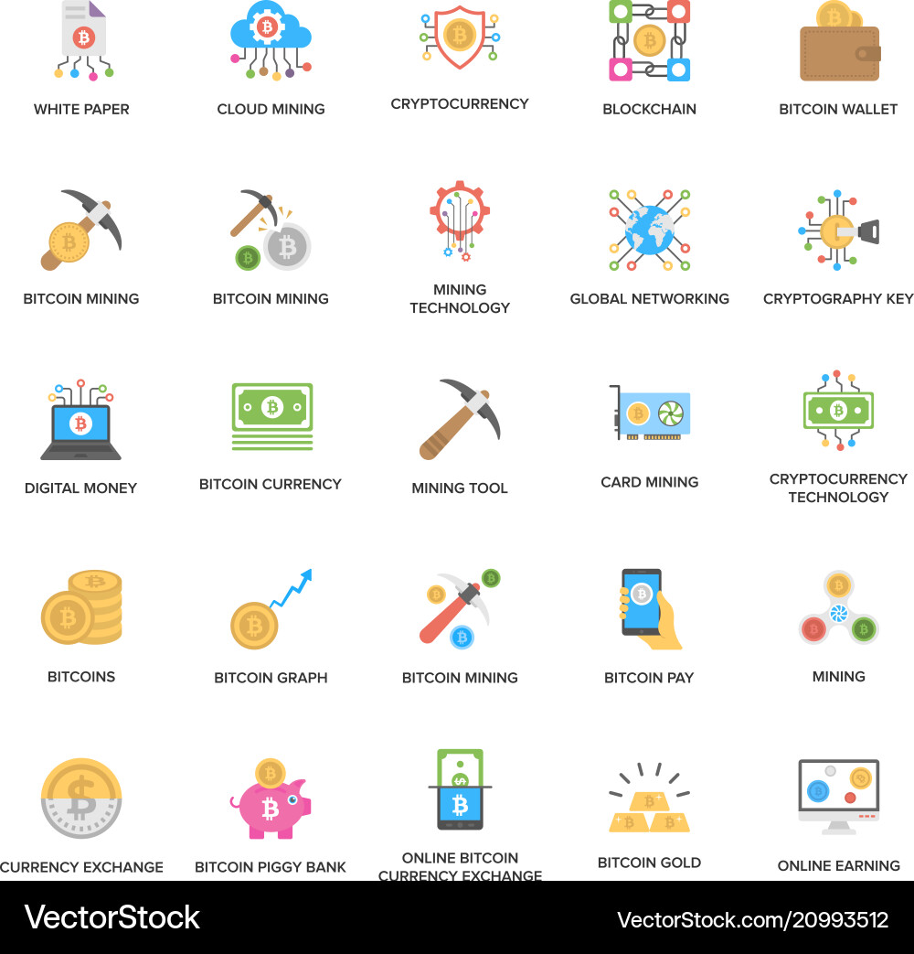 Cryptocurrency Flat Icons Set – Royalty-Free Vector | VectorStock