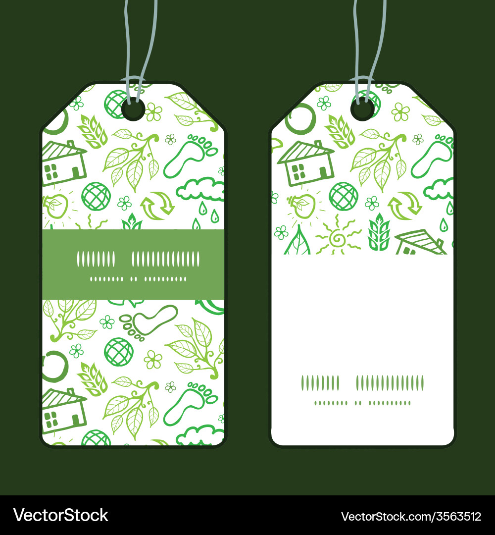 Ecology symbols vertical stripe frame pattern tags Vector Image
