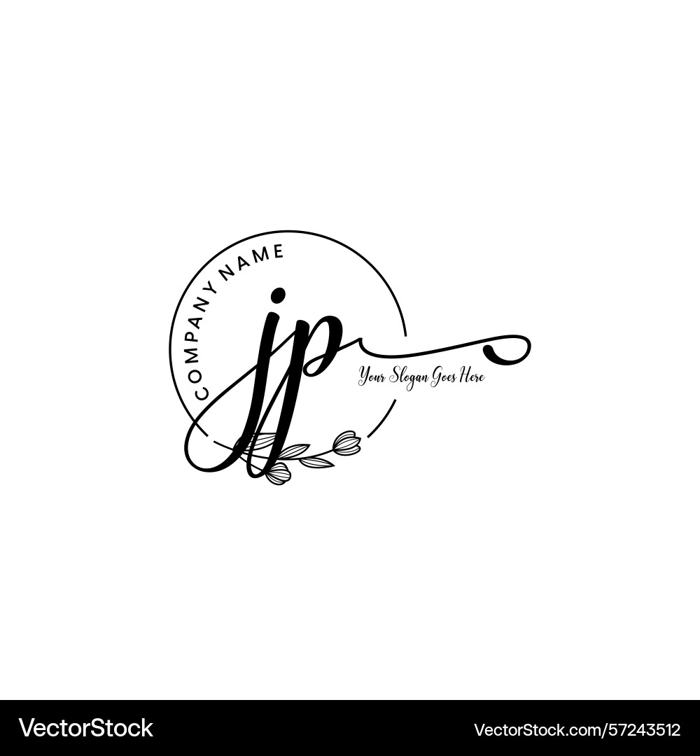 Elegant jp initial logo design with botanical Elegant jp initial logo design with botanical Vector Image