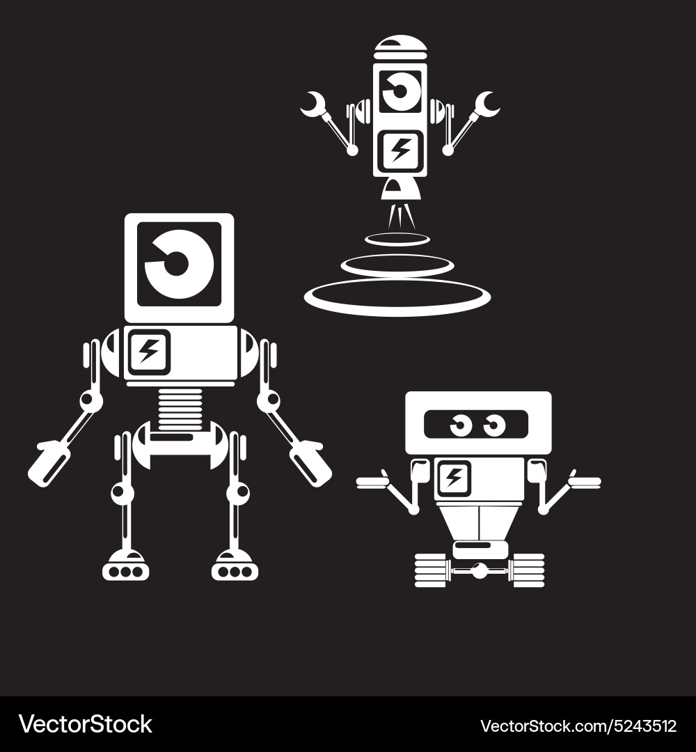 Flat design style robots and cyborgs vector image