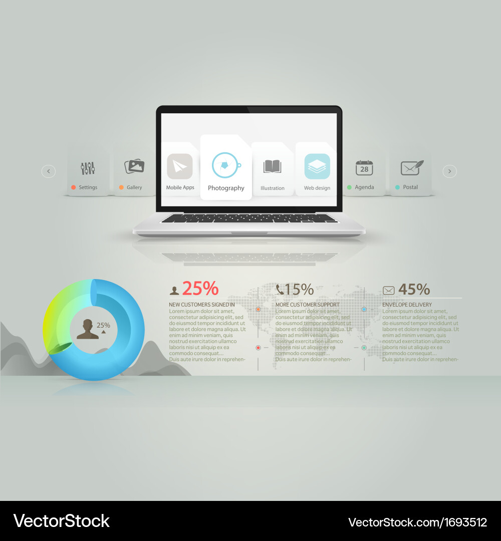 Infographics elements computer laptop notebook c Vector Image