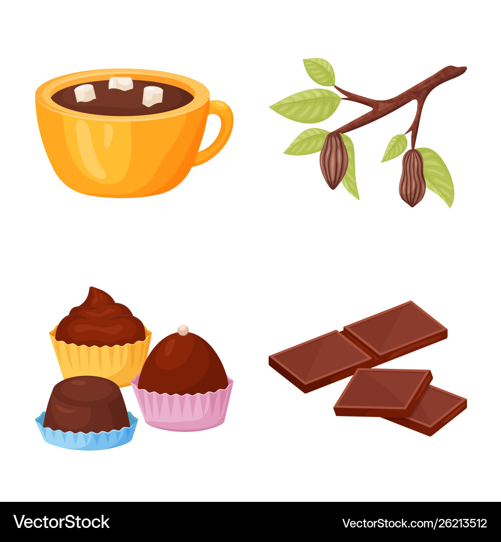 Isolated object cocoa and beans symbol set Vector Image