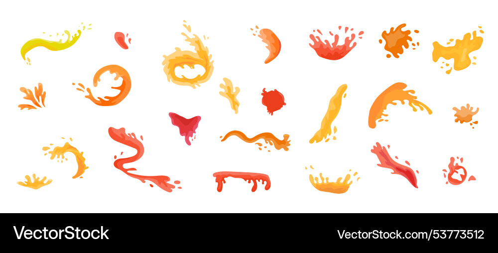 Juice splatter splashes elements set can used Juice splatter splashes elements set can used Vector Image