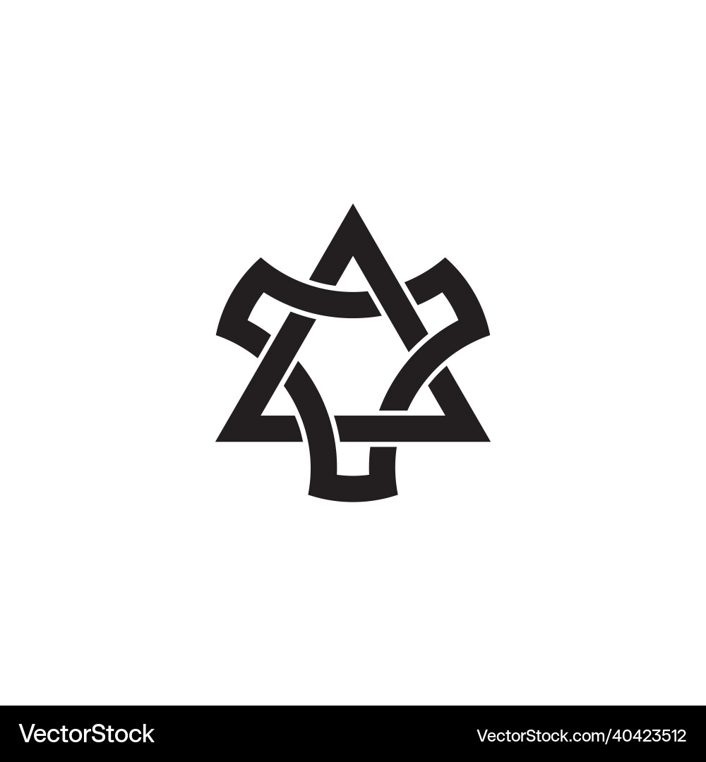 Linked triangles stars curves simple geometric Linked triangles stars curves simple geometric vector image