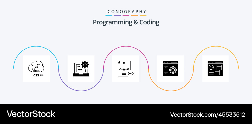 Programming and coding glyph 5 icon pack Vector Image