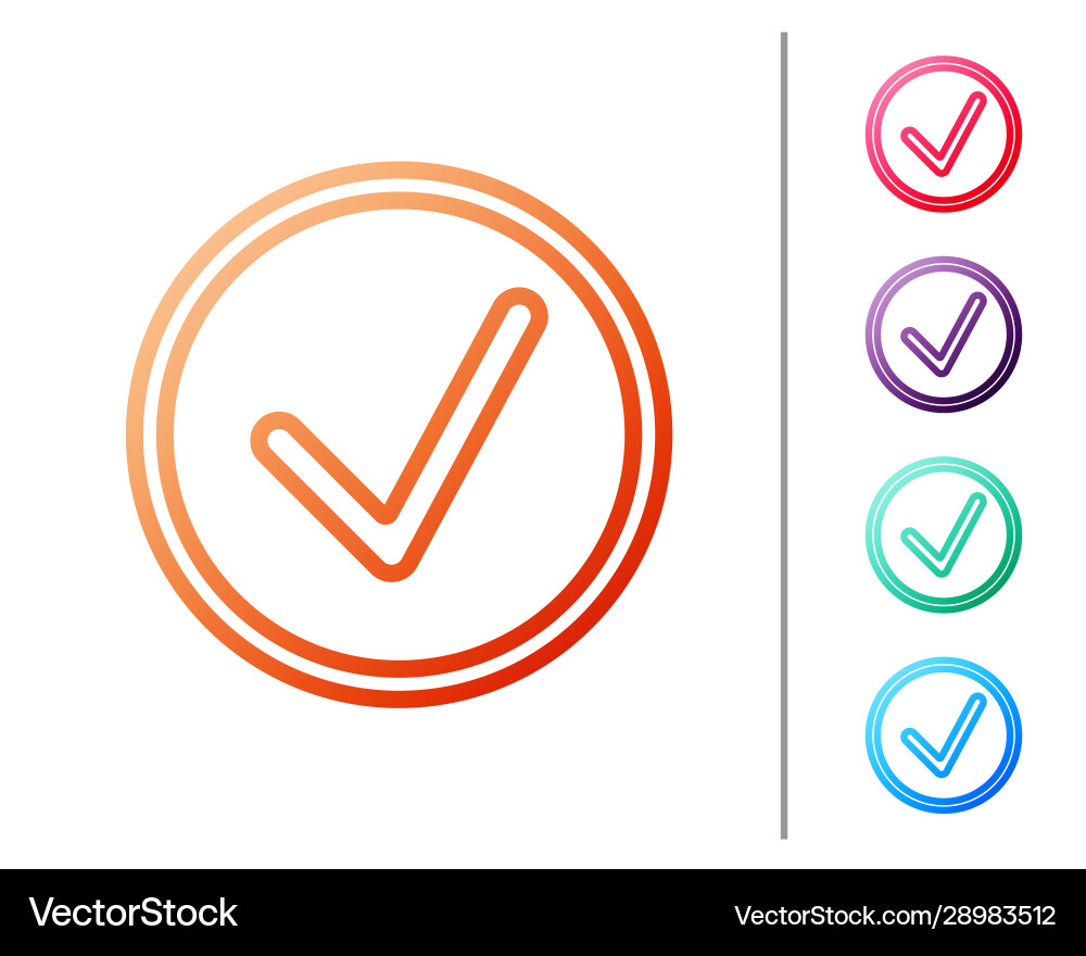 Red line check mark in circle icon isolated Red line check mark in circle icon isolated vector image