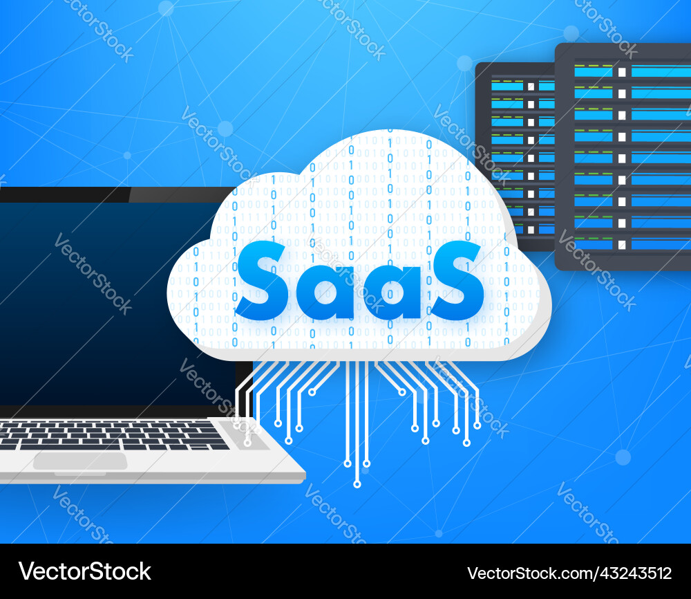 Saas - software as a service cloud device Saas - software as a service cloud device vector image