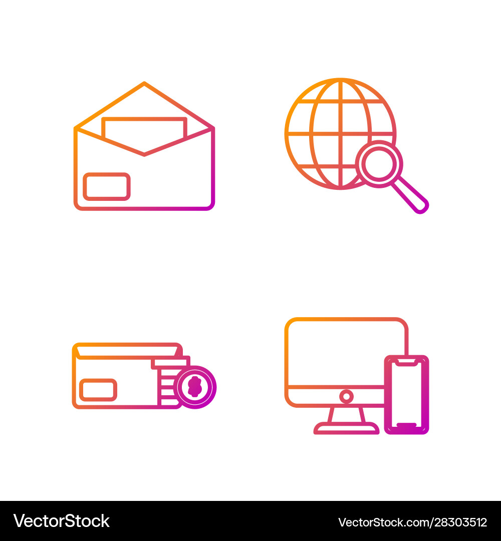 Set line computer monitor and mobile phone vector image