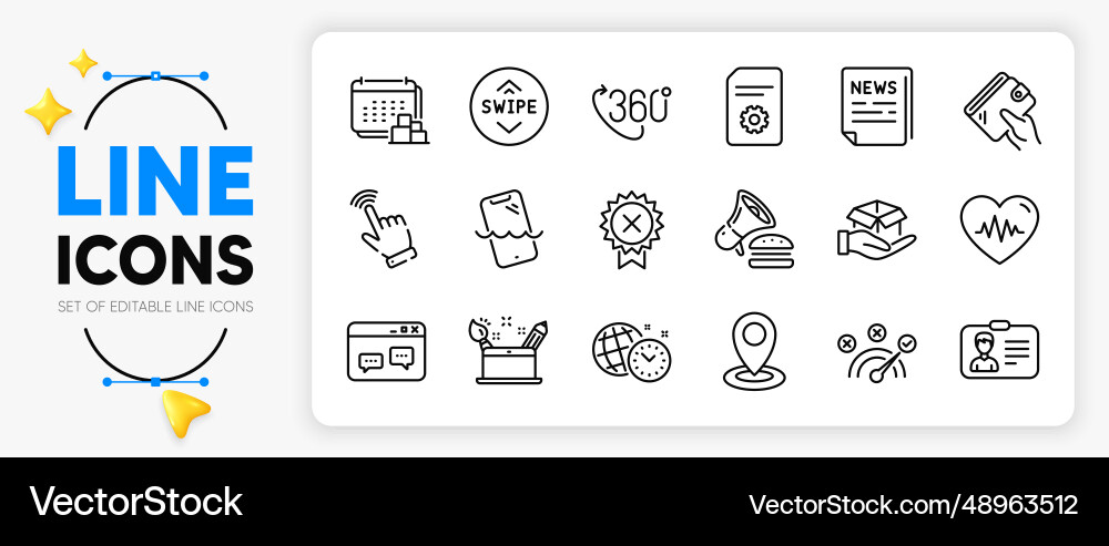 Swipe up browser window and wallet line icons Swipe up browser window and wallet line icons vector image