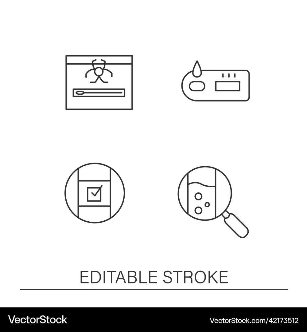 Testing virus line icons set Testing virus line icons set Vector Image