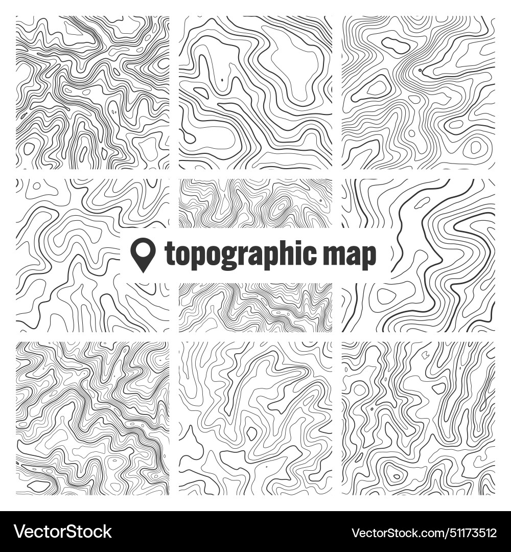 Topographic map with contour lines geographic Topographic map with contour lines geographic vector image