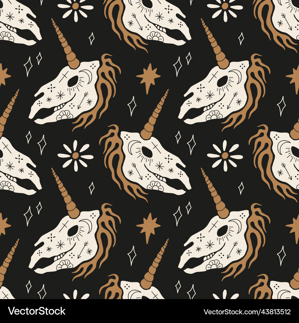 Unicorn skeleton dark boho gothic animal gloomy Unicorn skeleton dark boho gothic animal gloomy vector image