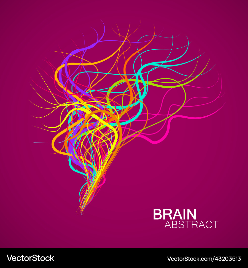 Abstract colorful brain with chaotic lines vector image