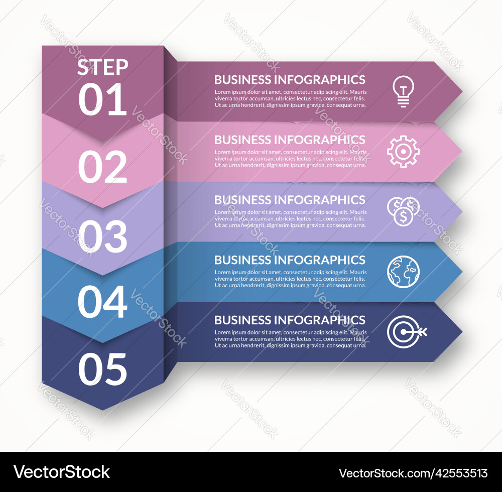 Arrow Infographic Elements - Step Chart vector image