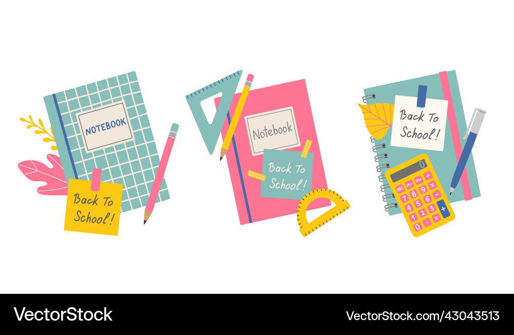 Back to school notebook set Vector Image