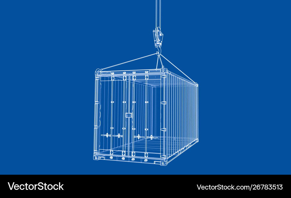 Cargo Container Wireframe Vector Image
