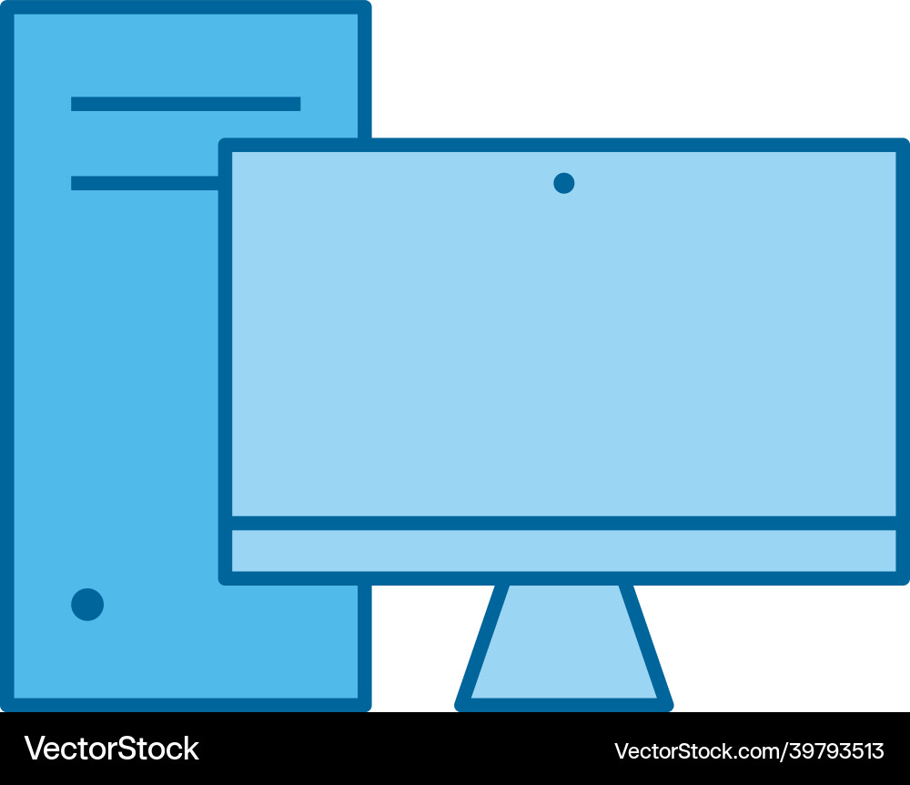 Computer and cpu vector image