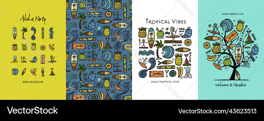 Concept art set tropical relax lifestyle frame Concept art set tropical relax lifestyle frame vector image