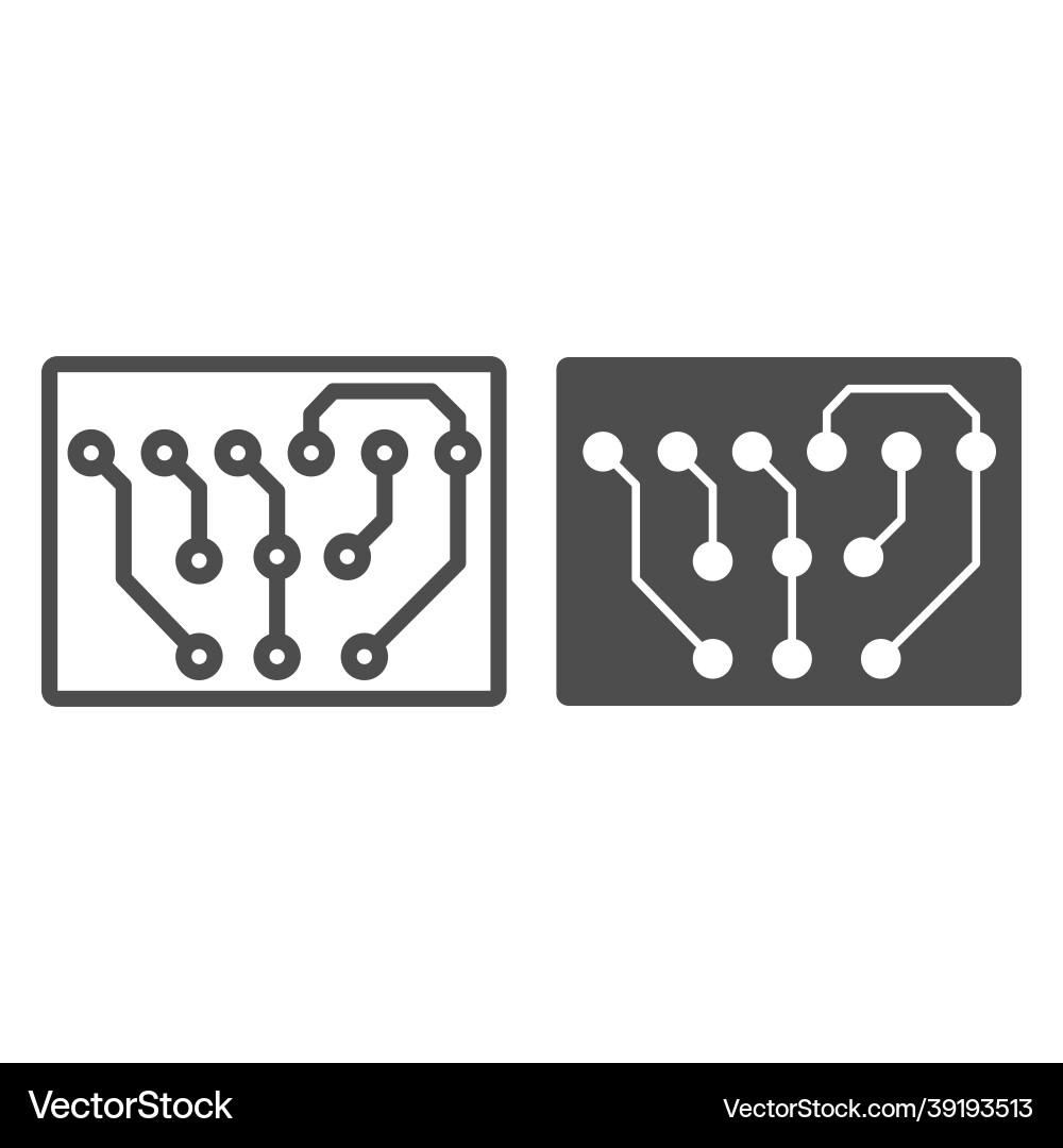 Copmact prited circuit board rectangle shape line Copmact prited circuit board rectangle shape line vector image