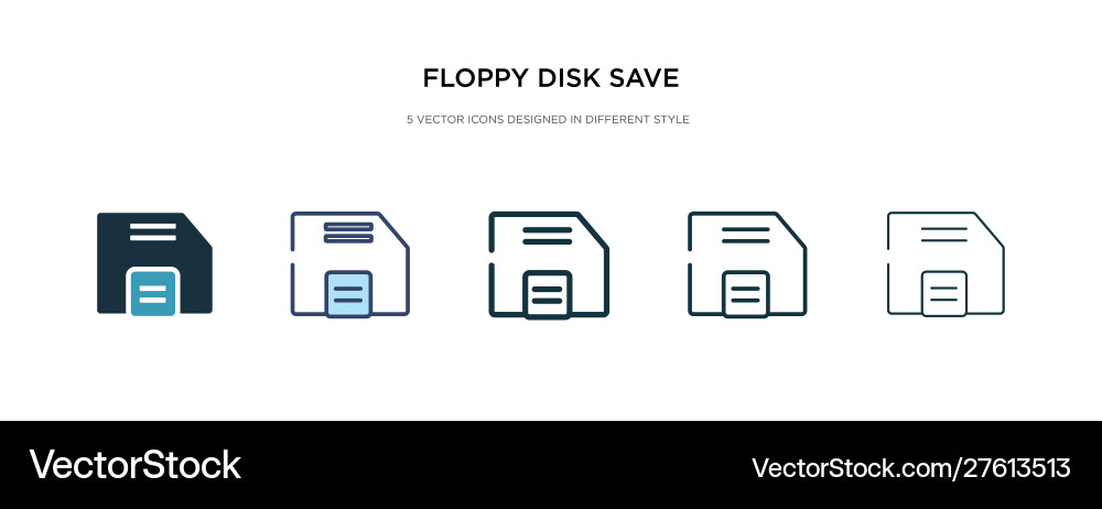 Floppy disk save button icon in different style Vector Image