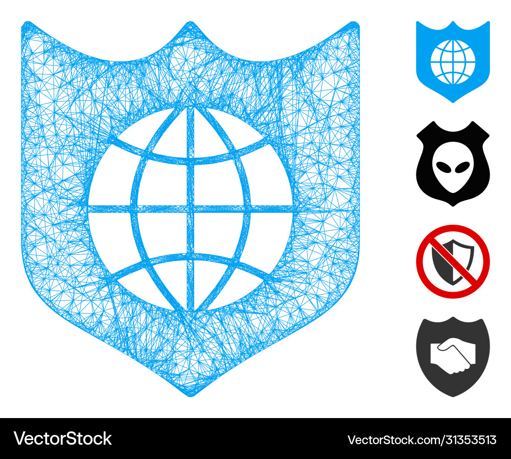 Global shield web mesh vector image