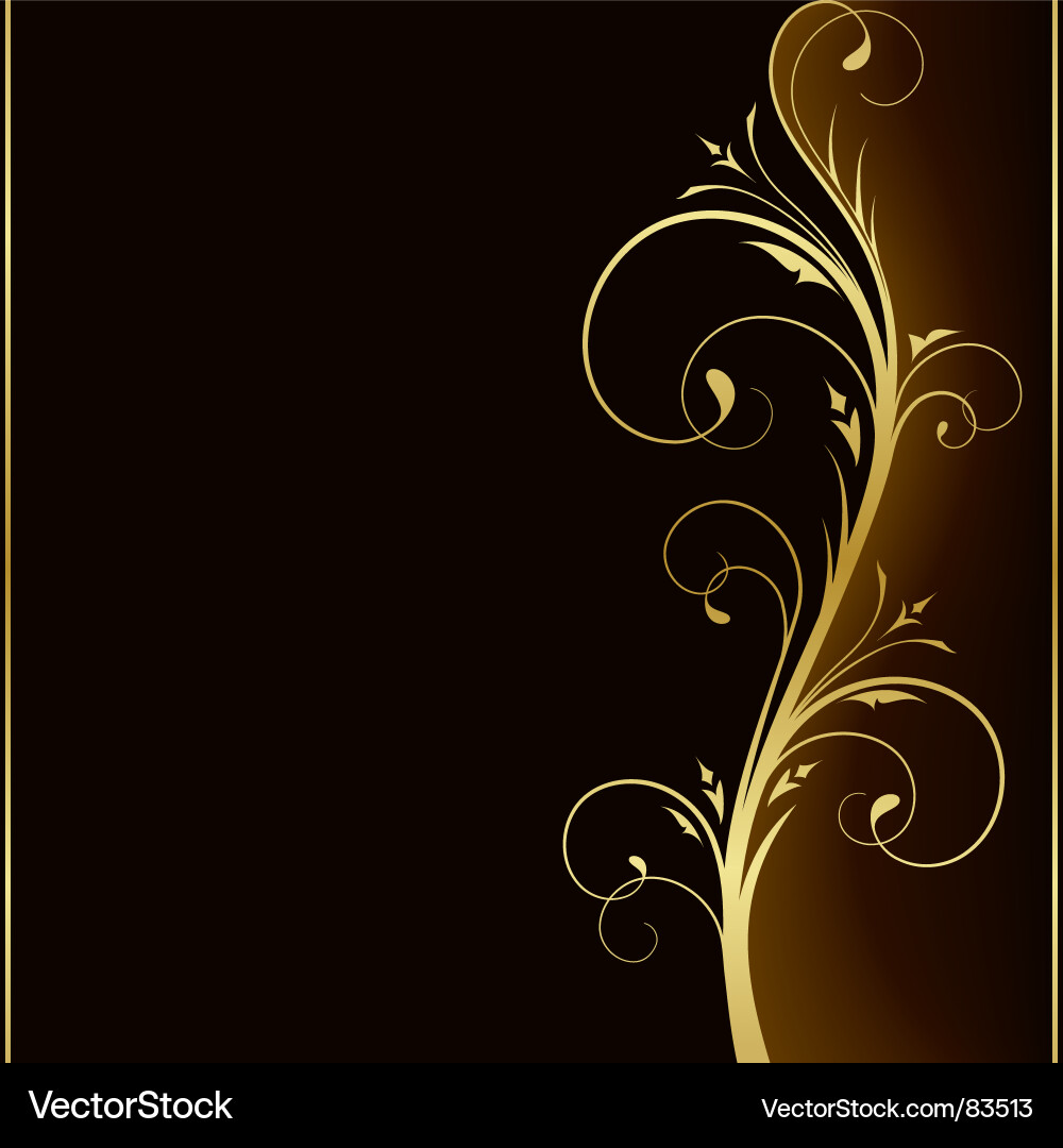Golden Scroll Floral Element Vector Image