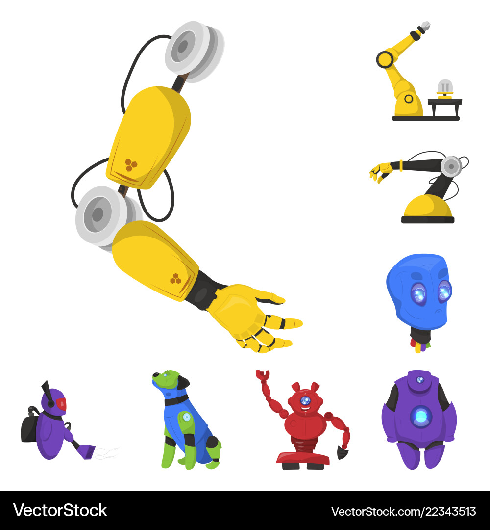 Isolated object of robot and factory logo set Isolated object of robot and factory logo set vector image