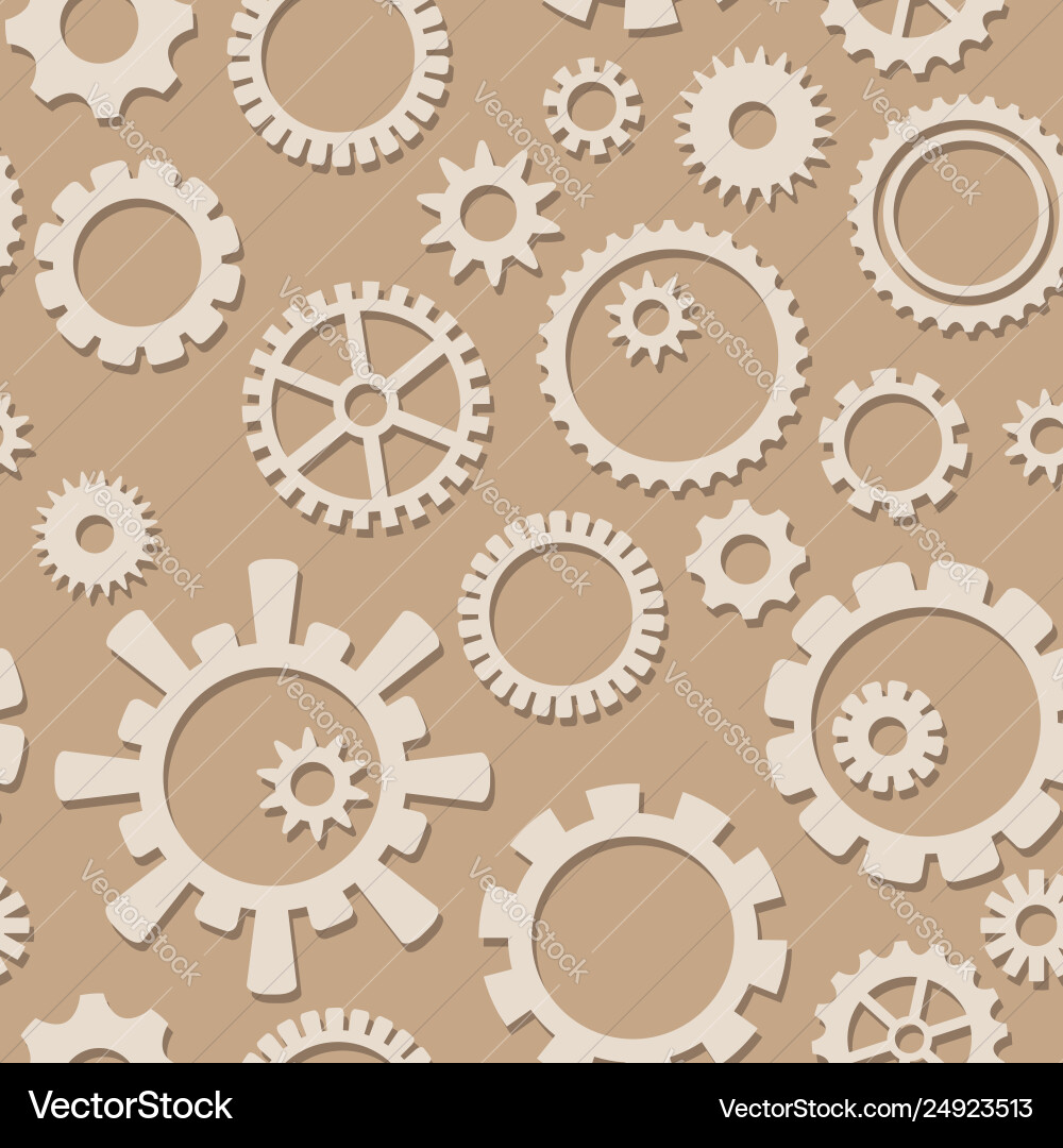 Light color cog gears with shadow on seamless Light color cog gears with shadow on seamless vector image