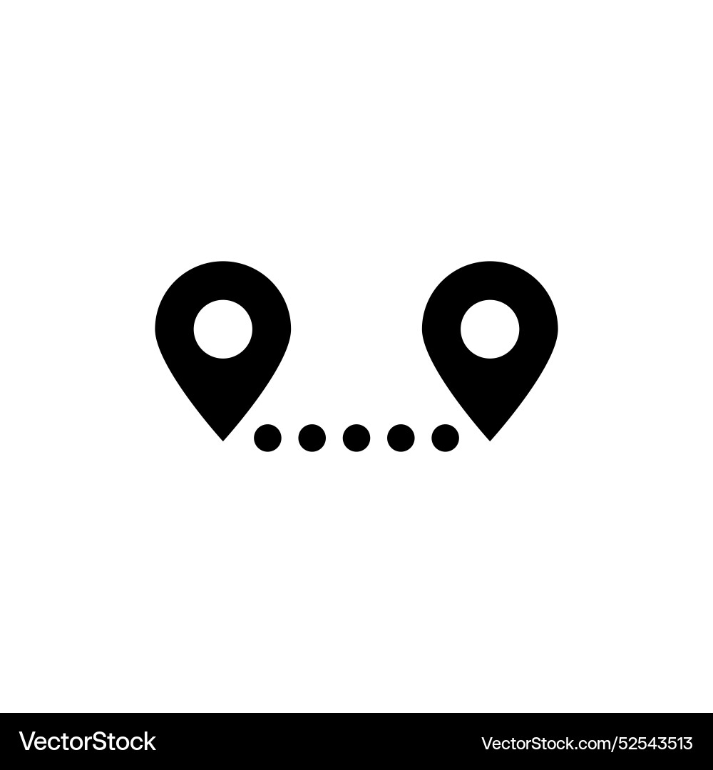 Minimalist route or path icon with two pinpoints Minimalist route or path icon with two pinpoints vector image