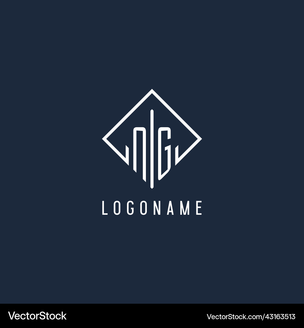 Ng initial logo with luxury rectangle style design Ng initial logo with luxury rectangle style design Vector Image