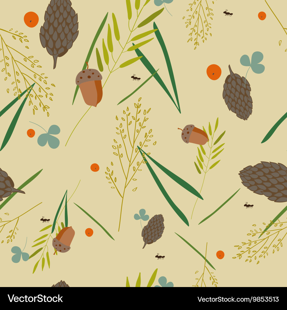 Pattern with the image of forest cones fir Vector Image