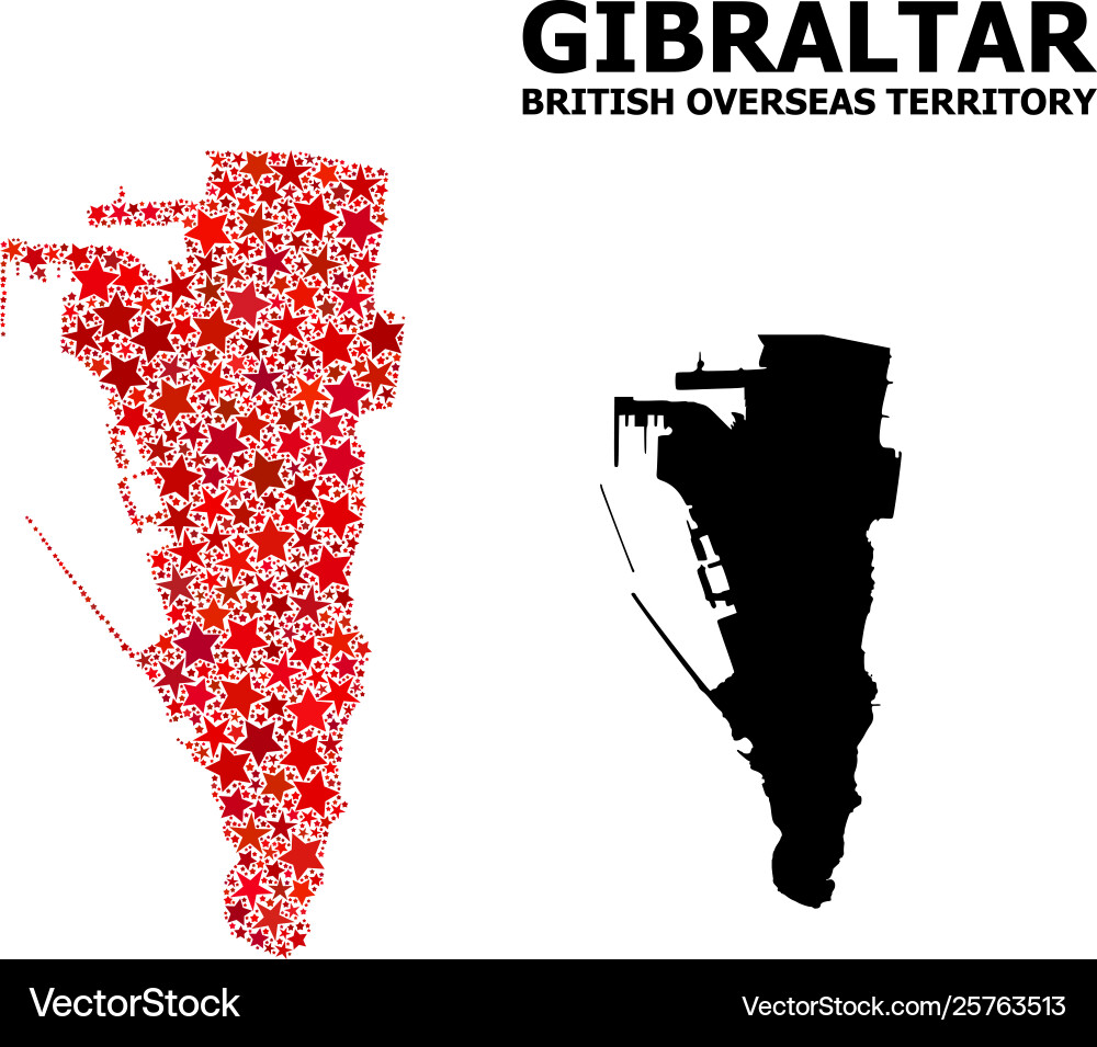 Red star pattern map gibraltar Vector Image