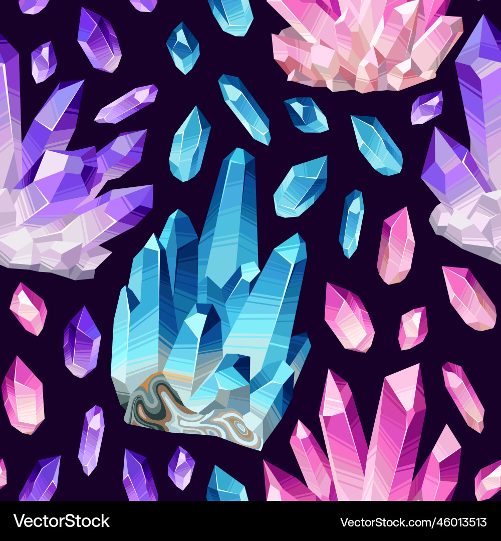 Seamless pattern with colorful crystal gems vector image