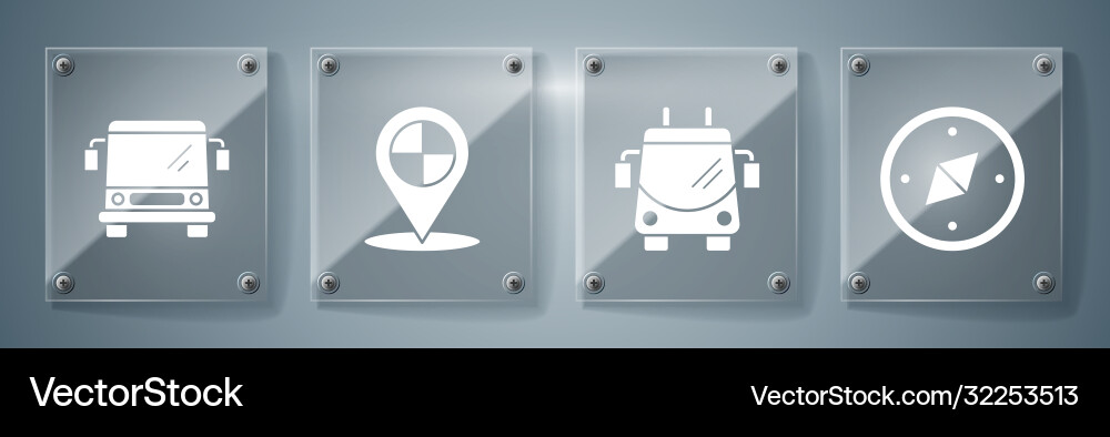 Set compass trolleybus map pointer with taxi Set compass trolleybus map pointer with taxi vector image