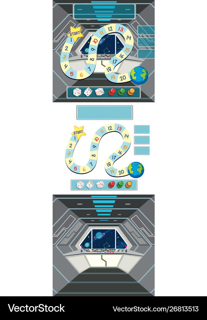 Set game template with earth in space Set game template with earth in space vector image