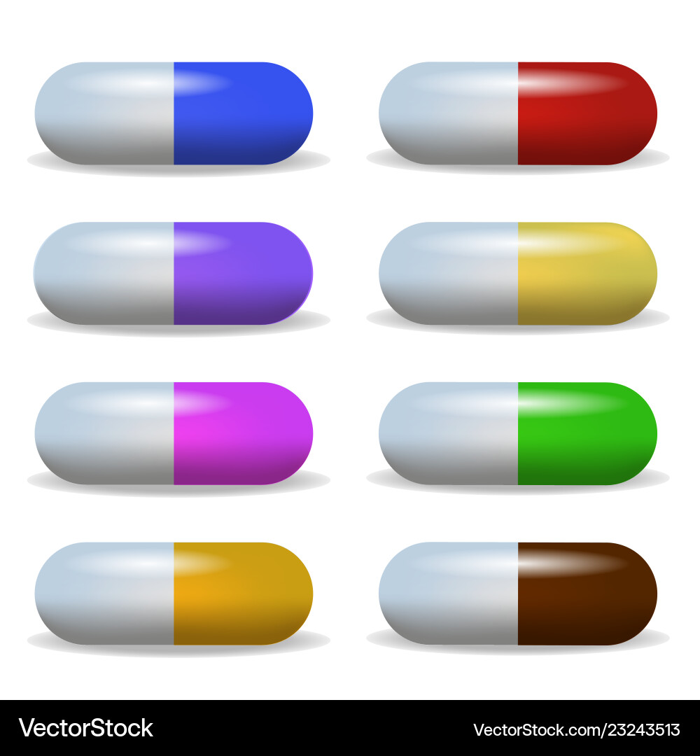 Set image multicolored tablet lying in a two row Set image multicolored tablet lying in a two row vector image