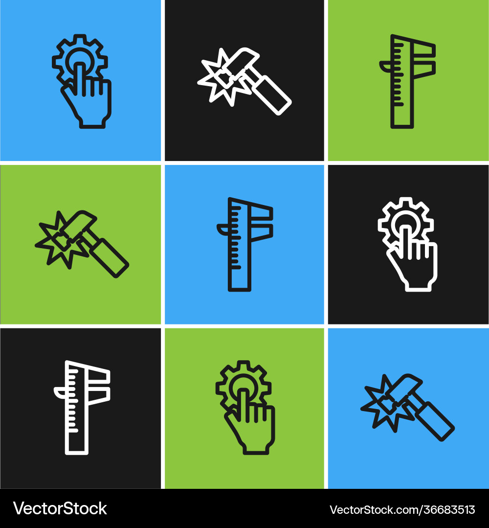 Set line settings in hand calliper or caliper Vector Image