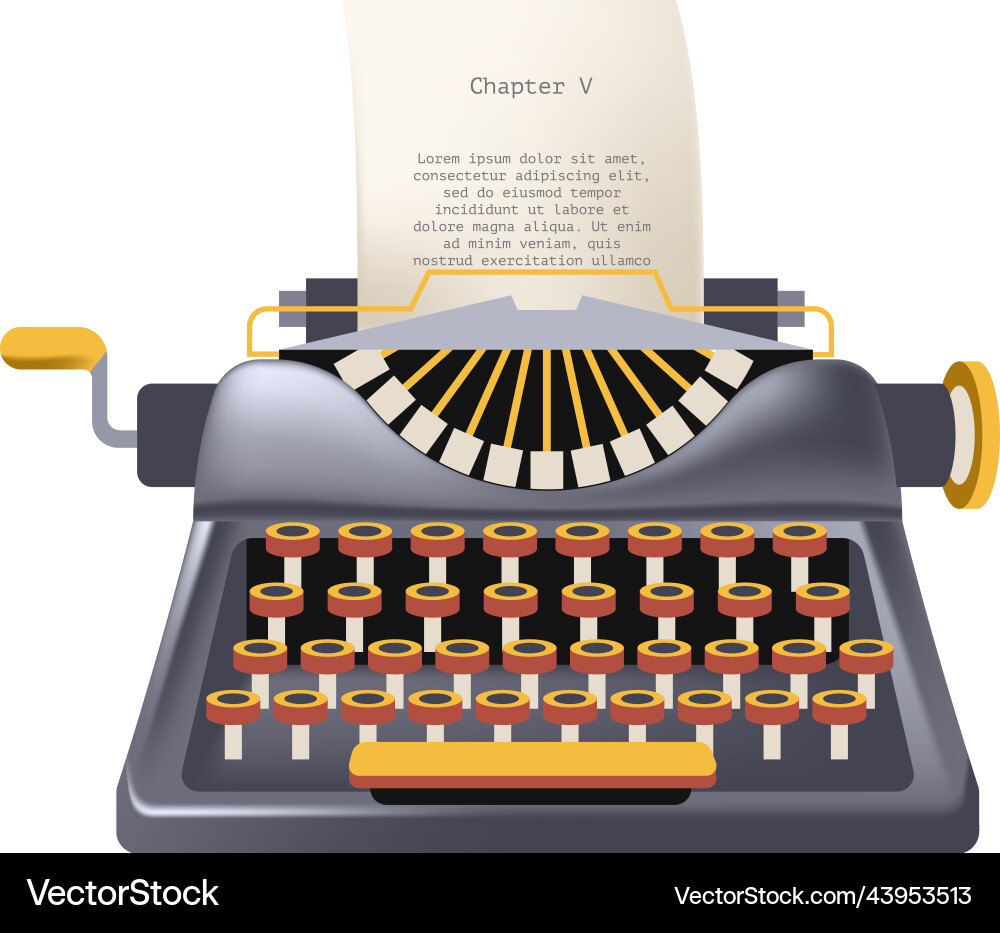Typewriter with buttons for inputting text print Vector Image