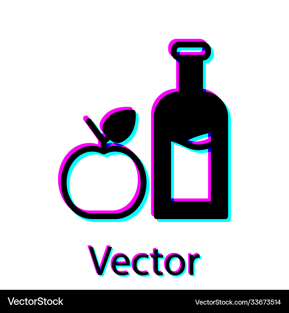 Black apple cider bottle icon isolated on white Black apple cider bottle icon isolated on white vector image