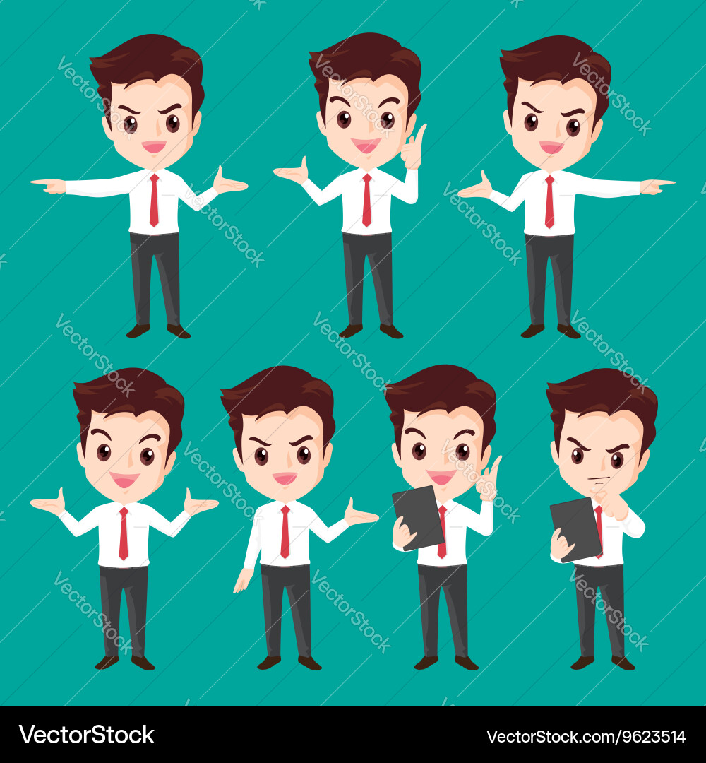 Businessman Character Set - Actions vector image