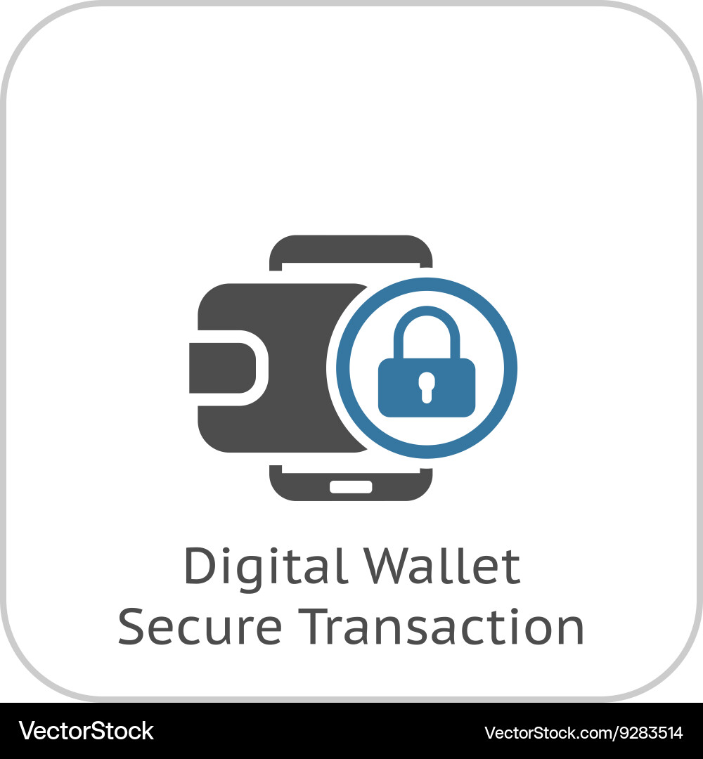 Flat digital wallet secure transaction concept Vector Image