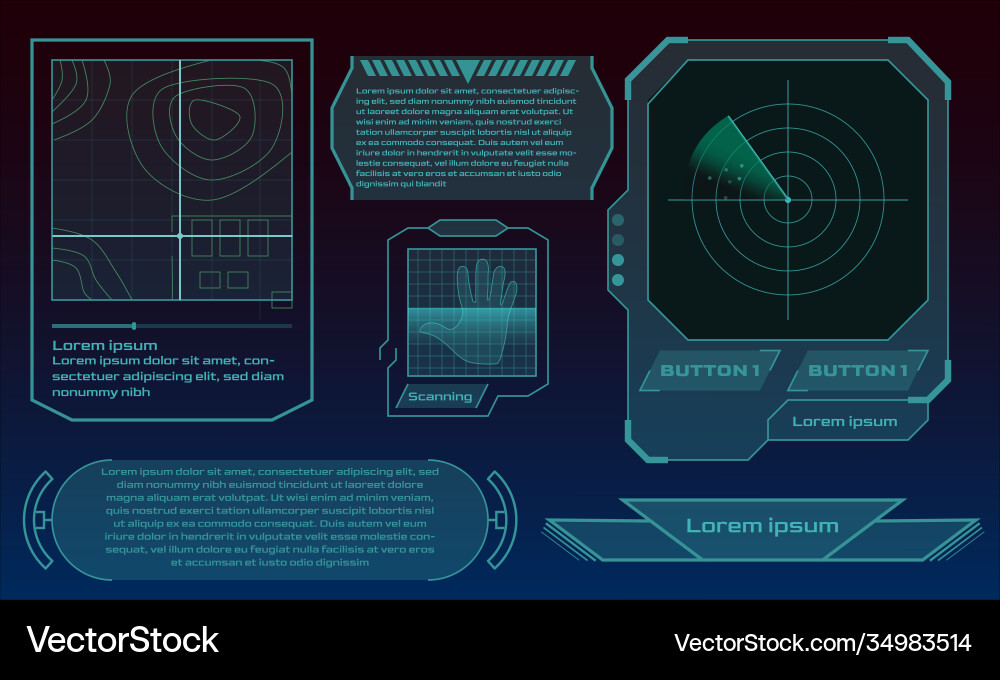 Futuristic HUD & UI Elements Vector Image
